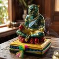 Authentic Thai Sacred Pu Jao Saming Khong Green Emerald Tiger Hermit Statue - for Supreme Authority, Protection, Metta Charm & Wealth Fortune Thai Blessing Co By RURUECHA