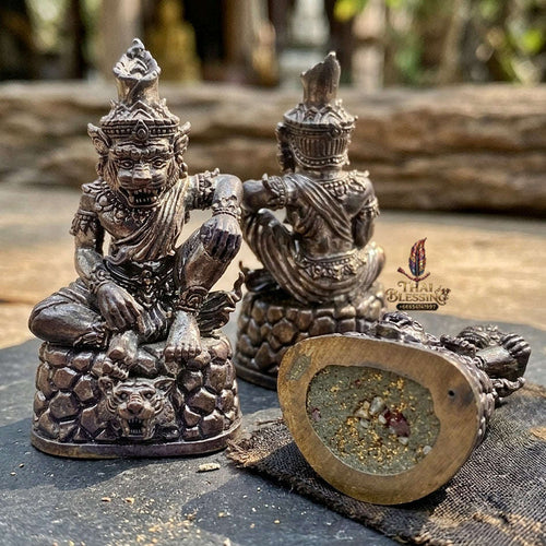 Authentic Thai Sacred Pu Jao Saming Khong Ruesi Tiger Head Statue - Blackened Copper Edition for Supreme Metta Charm, Protection & Occult Power Amplification Thai Blessing Co By RURUECHA
