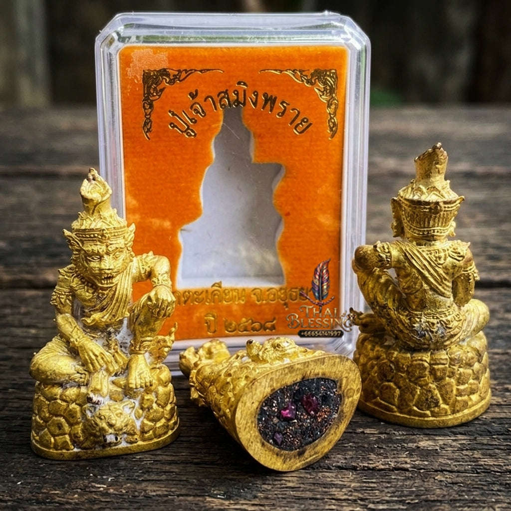 Authentic Thai Sacred Pu Jao Saming Khong Ruesi Tiger Head Statue - Radiant Sacred Brass for Supreme Metta Charm, Protection & Occult Power Amplification Thai Blessing Co By RURUECHA