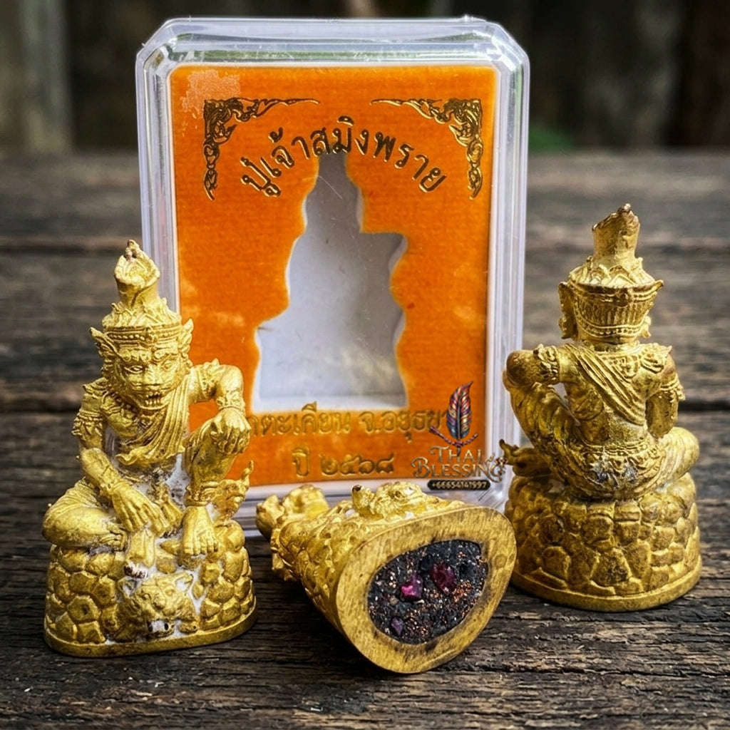 Authentic Thai Sacred Pu Jao Saming Khong Ruesi Tiger Head Statue - Radiant Sacred Brass for Supreme Metta Charm, Protection & Occult Power Amplification Thai Blessing Co By RURUECHA