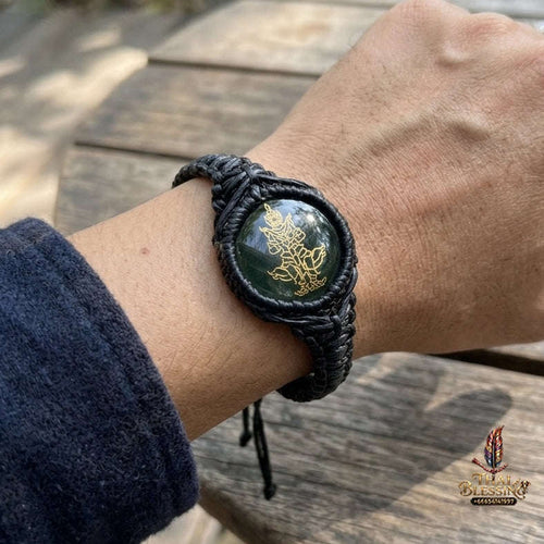 Authentic Thai Sacred Thao Wessuwan Bracelet - Phet Nam Phi Green Leklai Sacred Glass Hand-Woven Cord Edition Free Size for Ultimate Wealth, Evil Shield & Anti-Black Magic Thai Blessing Co By RURUECHA