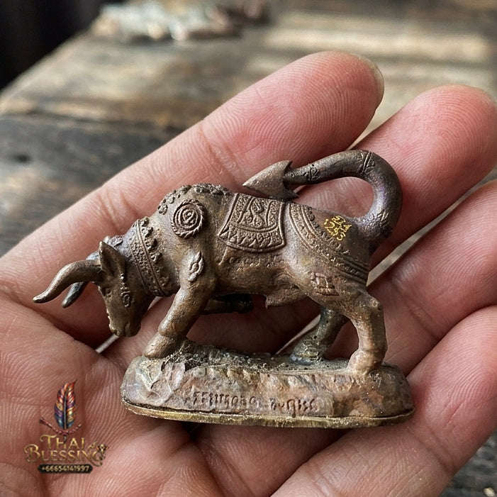 Authentic Thai Sacred Wua Thanu Thong Khanong Rit (Sacred Divine Bull Guardian Statue) for Black Magic Defense, Property Shield, Thief Exorcism & Business Prosperity