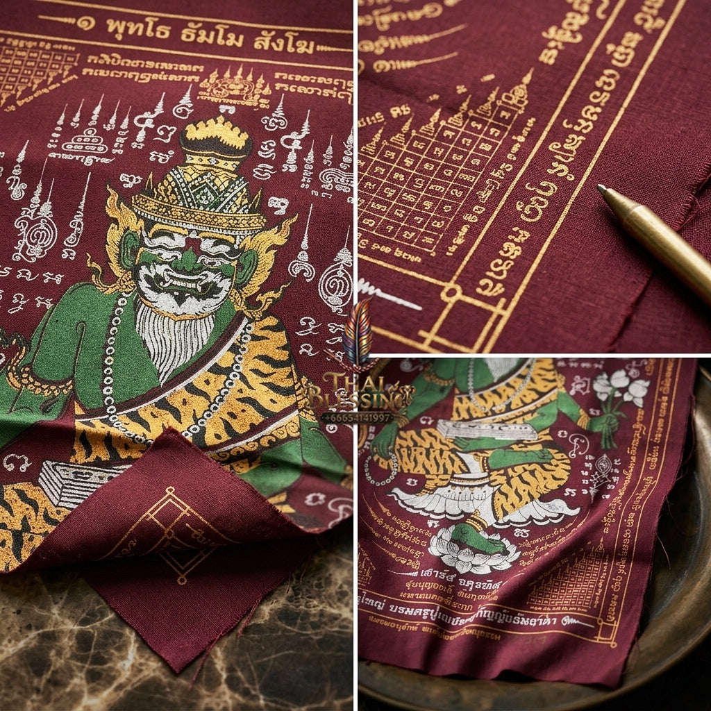 Authentic Thai Sacred Yantra Cloth "Grand Master Lersi Phetchalukan Dhammadhada" Sao 5 Auspicious Edition B.E. 2563 (A3 Size) by Ruen Phra Phetchalukan Pichai Songkhram Thai Blessing Co By RURUECHA