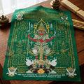 Authentic Thai Sacred Yantra Cloth "Lord Thao Wessuwan - Wealth Prosperity & Evil Vanquishing Edition Batch 3" (A3 Size) by Ruen Phra Phetchalukan Pichai Songkhram Thai Blessing Co By RURUECHA