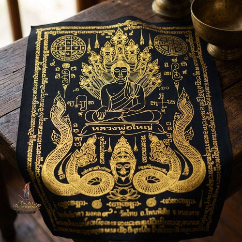 Authentic Thai Sacred Yantra Cloth "Luang Pho Yai - 9 Naga Wealth Treasure Edition 2021" (30 x 40 cm) Thai Blessing Co By RURUECHA