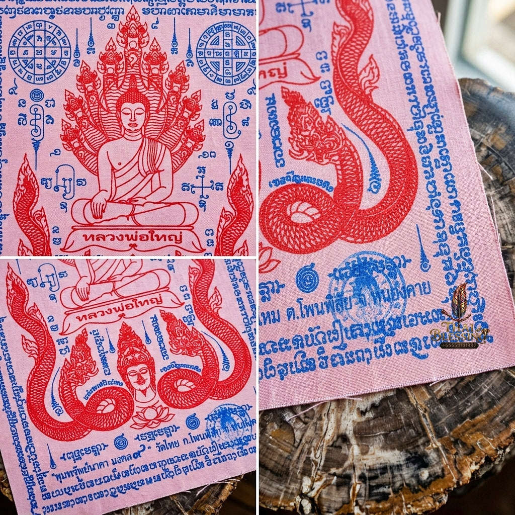 Authentic Thai Sacred Yantra Cloth "Luang Pho Yai - 9 Naga Wealth Treasure Edition 2021" (30 x 40 cm) Thai Blessing Co By RURUECHA