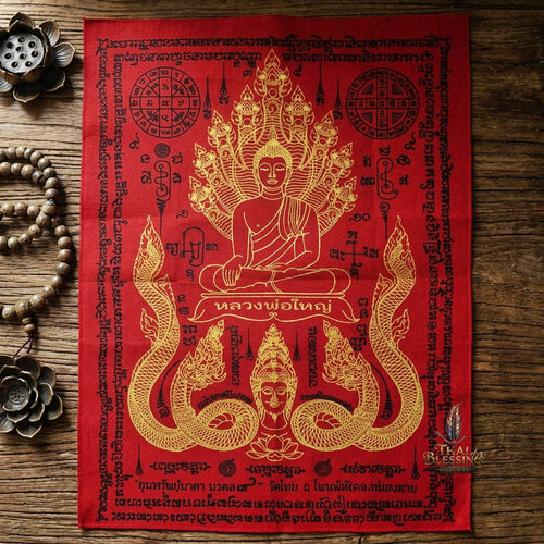 Authentic Thai Sacred Yantra Cloth "Luang Pho Yai - 9 Naga Wealth Treasure Edition 2021" (30 x 40 cm) Thai Blessing Co By RURUECHA