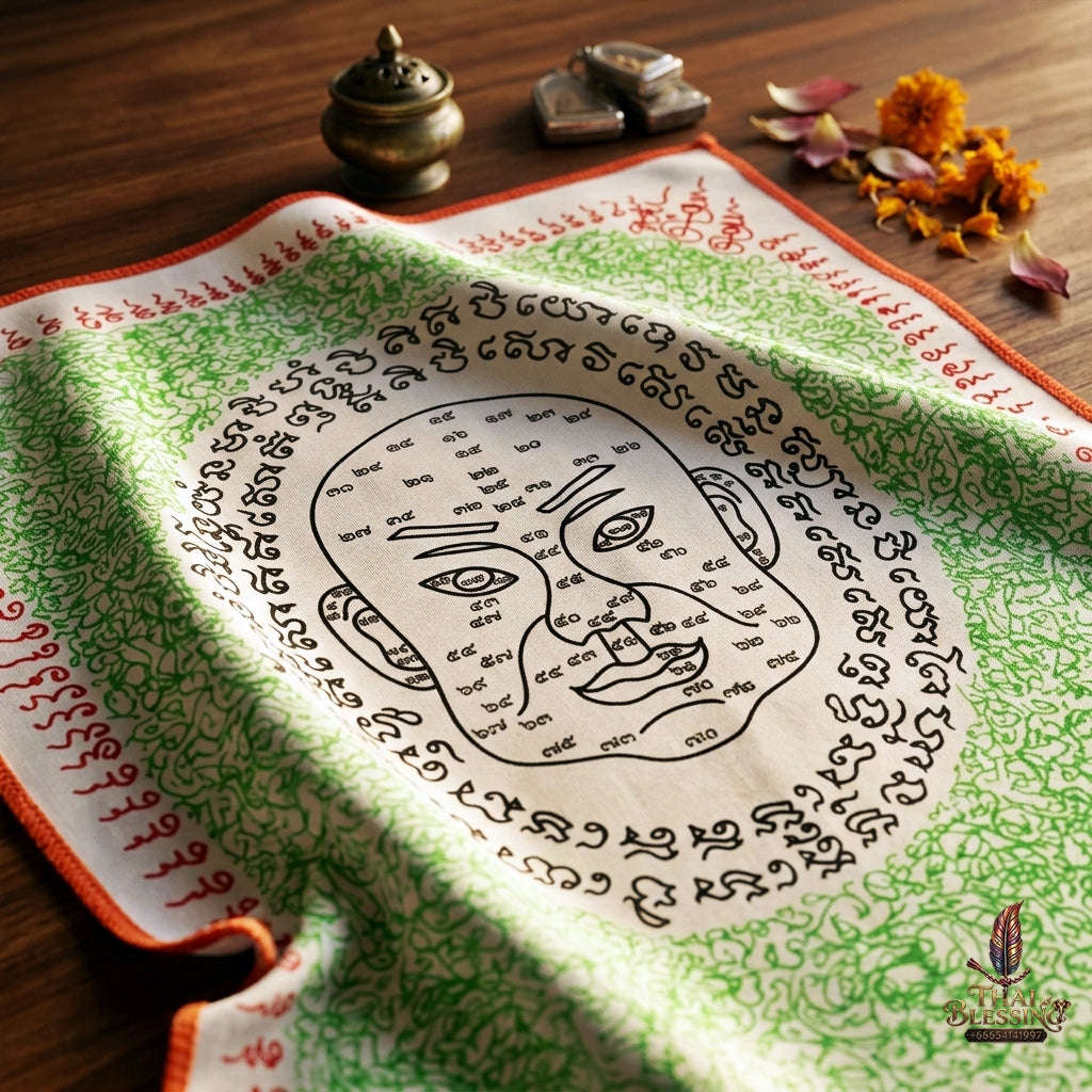 Authentic Thai Sacred Yantra Cloth "Ngo Heng Physiognomy & Wealth Attraction Edition 2014" (11 x 13.5 Inches) Thai Blessing Co By RURUECHA