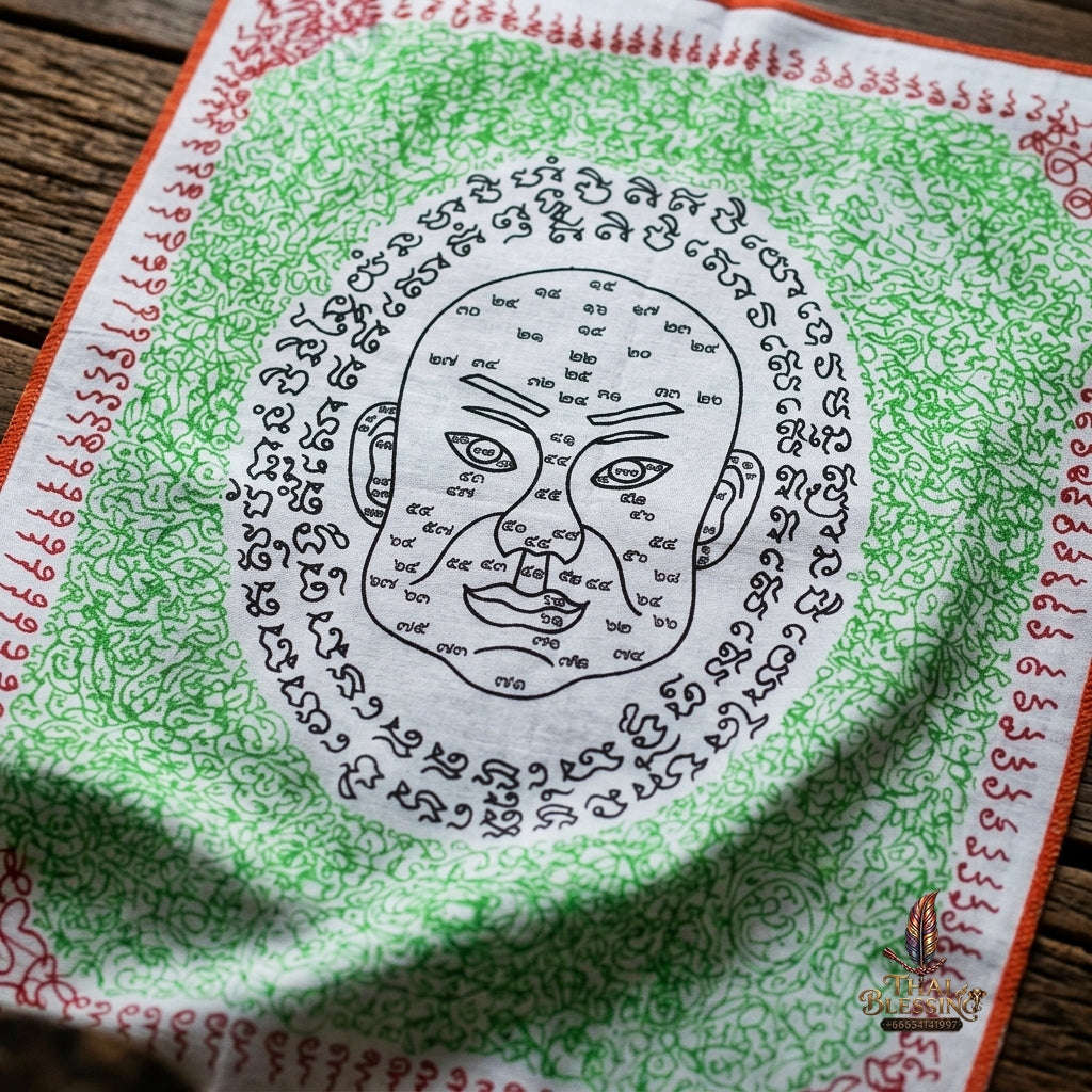 Authentic Thai Sacred Yantra Cloth "Ngo Heng Physiognomy & Wealth Attraction Edition 2014" (11 x 13.5 Inches) Thai Blessing Co By RURUECHA