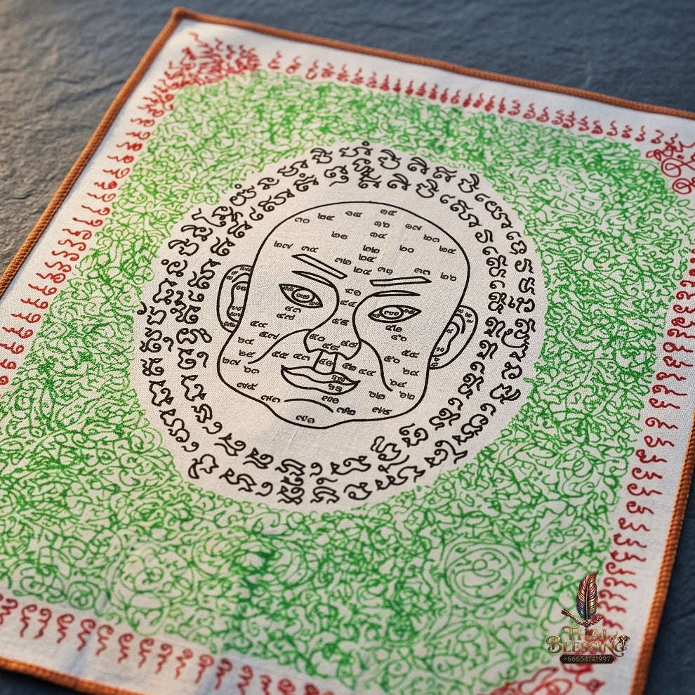 Authentic Thai Sacred Yantra Cloth "Ngo Heng Physiognomy & Wealth Attraction Edition 2014" (11 x 13.5 Inches) Thai Blessing Co By RURUECHA