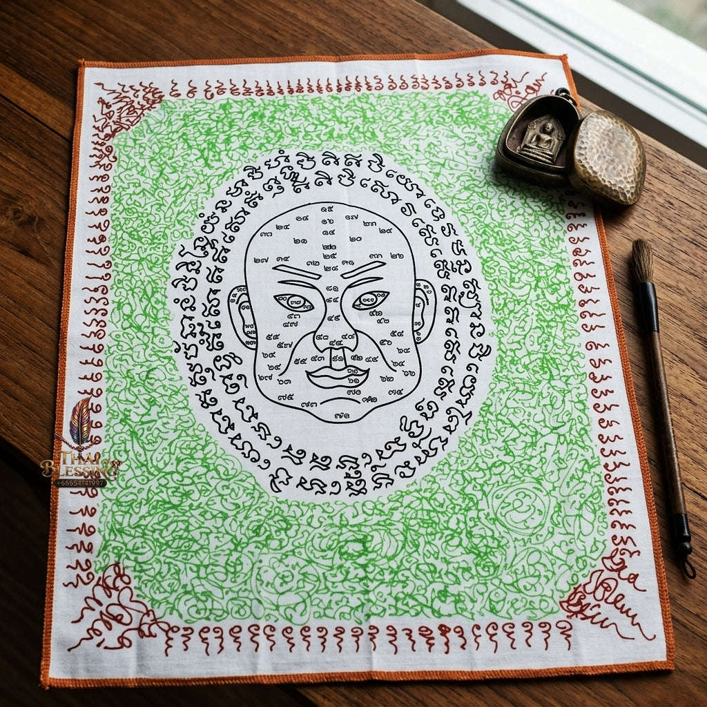 Authentic Thai Sacred Yantra Cloth "Ngo Heng Physiognomy & Wealth Attraction Edition 2014" (11 x 13.5 Inches) Thai Blessing Co By RURUECHA