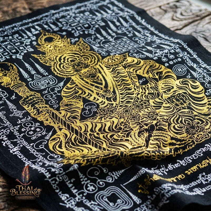 Authentic Thai Sacred Yantra Cloth "Pu Chao Saming Phrai - Ten Thousand Yantra Seduction Edition" - Supreme Metta Saneh Charm, Command Authority & Black Magic Shield