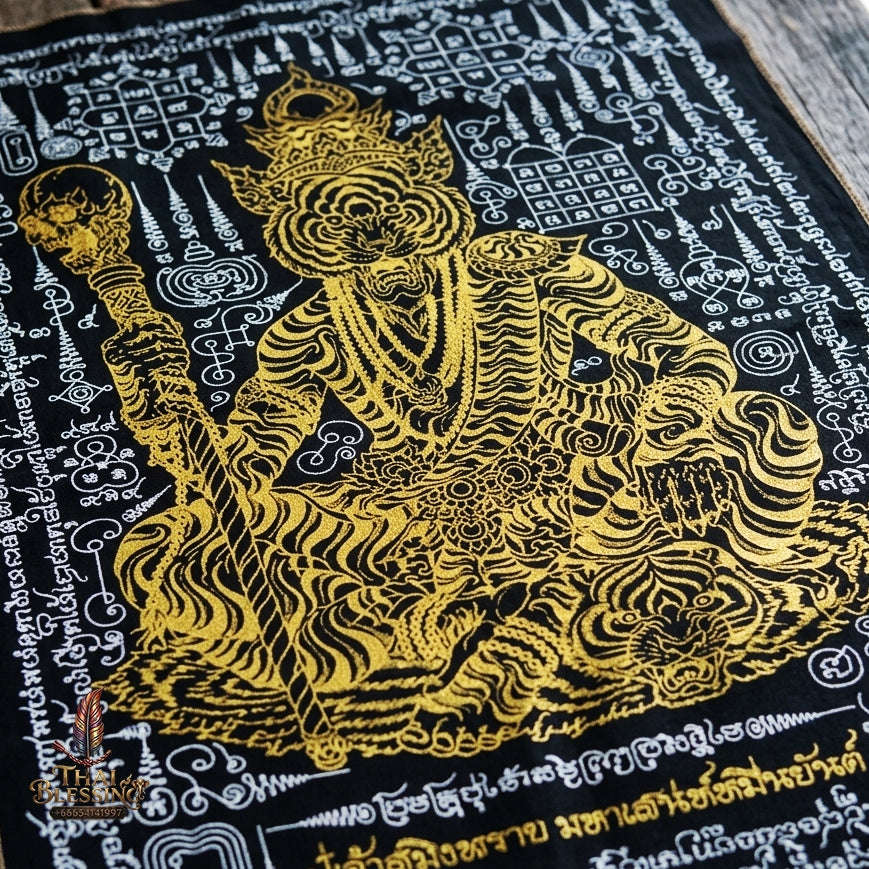 Authentic Thai Sacred Yantra Cloth "Pu Chao Saming Phrai - Ten Thousand Yantra Seduction Edition" - Supreme Metta Saneh Charm, Command Authority & Black Magic Shield