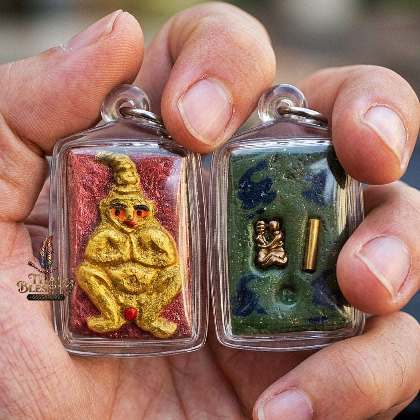 Authentic Thai Seduction Amulet "Pho Ngang Ayothaya" - Ghost Ash & Na Ok Taek Powder with Embedded Ngang & Takrut Thai Blessing Co By RURUECHA