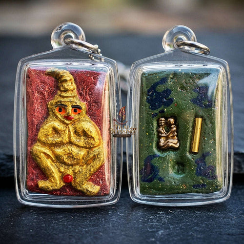 Authentic Thai Seduction Amulet "Pho Ngang Ayothaya" - Ghost Ash & Na Ok Taek Powder with Embedded Ngang & Takrut Thai Blessing Co By RURUECHA