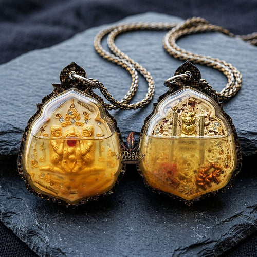 Authentic Thai Seduction Amulet "Yoni Naree Mee Chai BE 2569" - Patamang Lokiya Powder Immersed in 108 Charm Herb Oil with Dual Takrut, Ngang & In Koo Thai Blessing Co By RURUECHA
