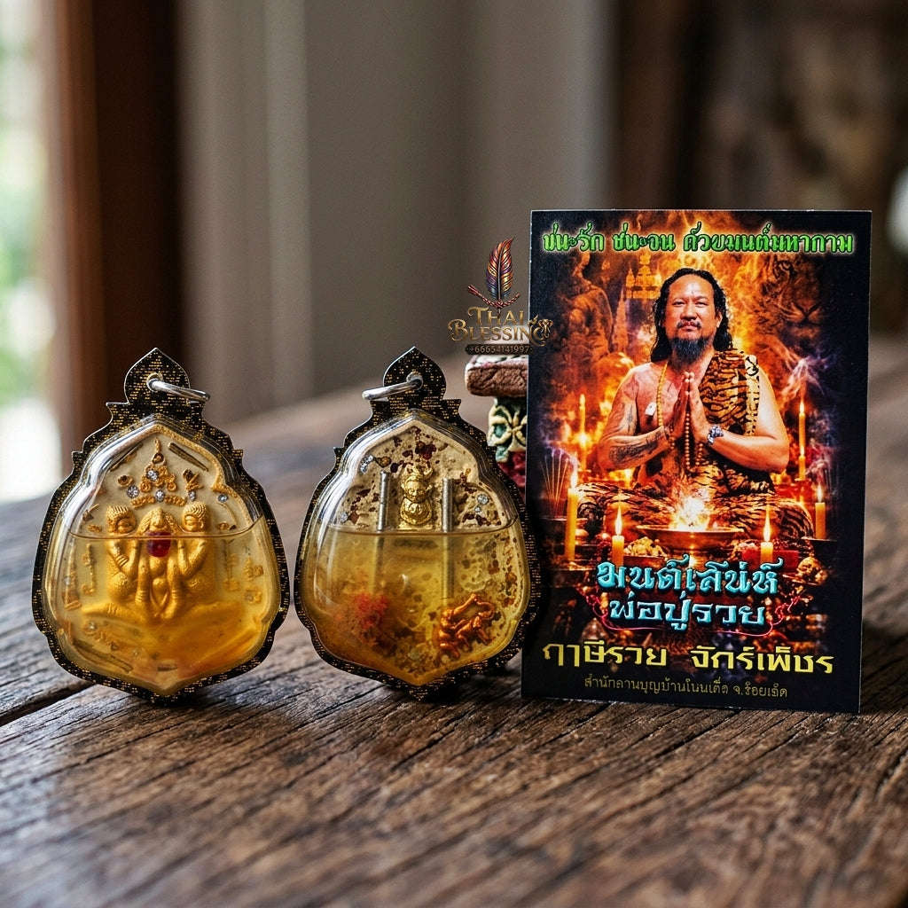 Authentic Thai Seduction Amulet "Yoni Naree Mee Chai BE 2569" - Patamang Lokiya Powder Immersed in 108 Charm Herb Oil with Dual Takrut, Ngang & In Koo Thai Blessing Co By RURUECHA