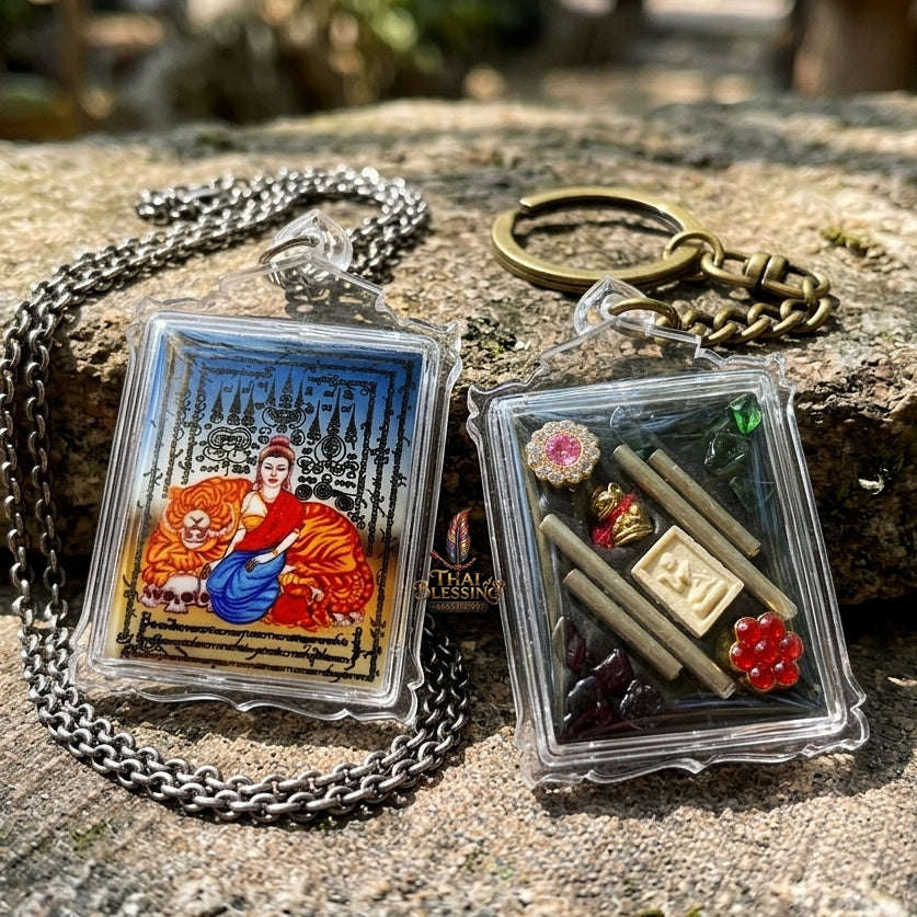 Authentic Thai Seduction Locket "Phayak Naree - Tiger Goddess" - Supreme Command Authority, Irresistible Magnetism & Wealth Attraction - Consecrated by Ajarn Foi Roi Mia
