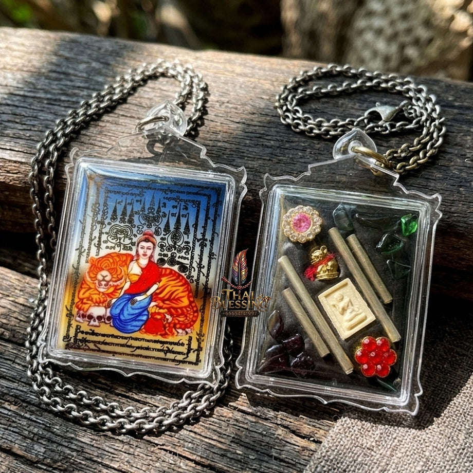 Authentic Thai Seduction Locket "Phayak Naree - Tiger Goddess" - Supreme Command Authority, Irresistible Magnetism & Wealth Attraction - Consecrated by Ajarn Foi Roi Mia