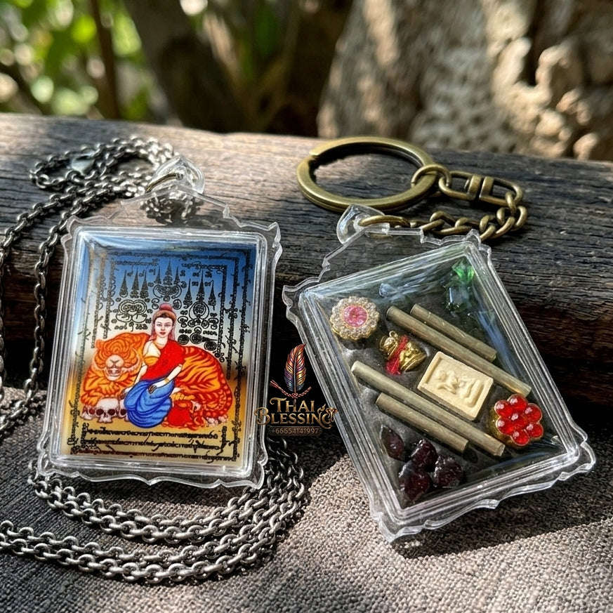 Authentic Thai Seduction Locket "Phayak Naree - Tiger Goddess" - Supreme Command Authority, Irresistible Magnetism & Wealth Attraction - Consecrated by Ajarn Foi Roi Mia