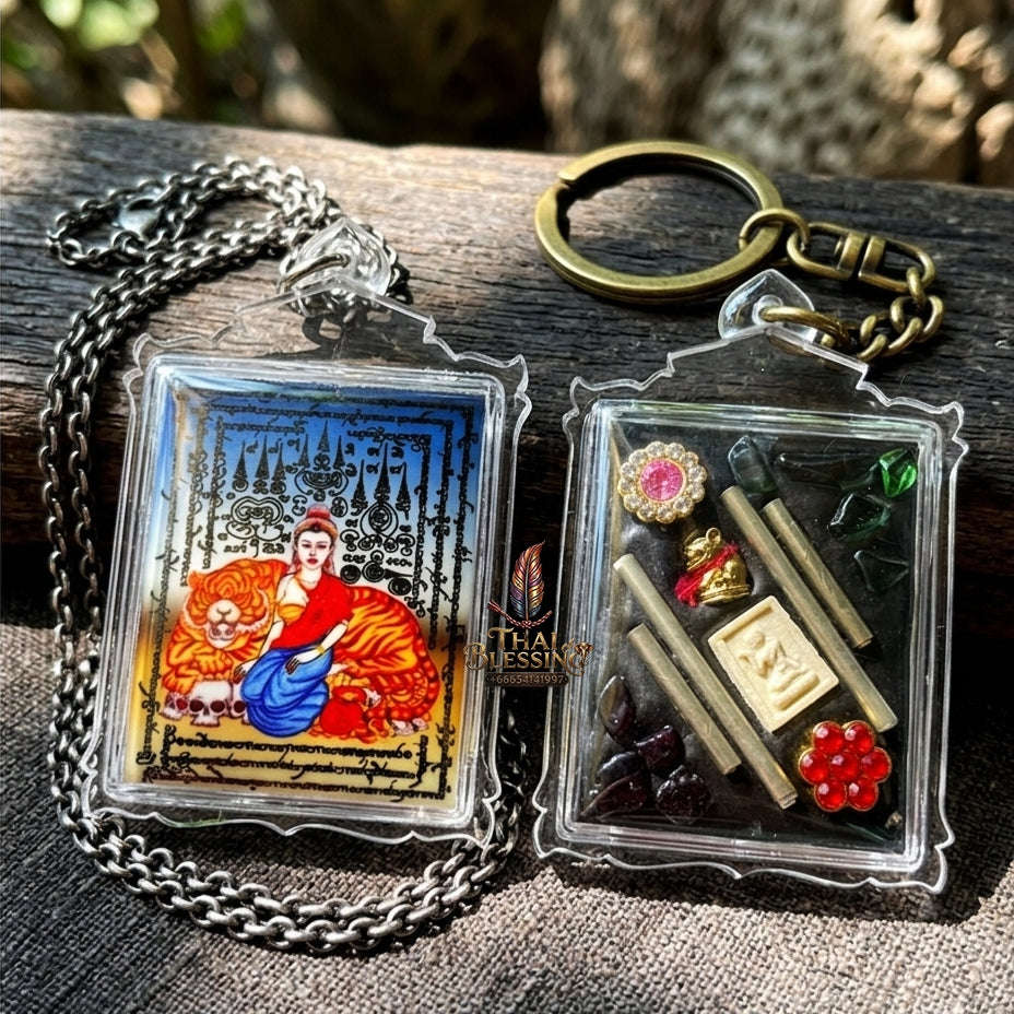 Authentic Thai Seduction Locket "Phayak Naree - Tiger Goddess" - Supreme Command Authority, Irresistible Magnetism & Wealth Attraction - Consecrated by Ajarn Foi Roi Mia