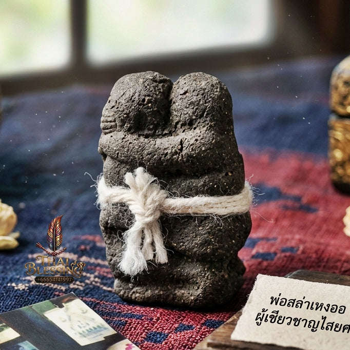 Authentic Thai Shan Love Charm "In Khoo Lek" - Black Herbal Powder & Sacred Thread Bound Lovers Amulet