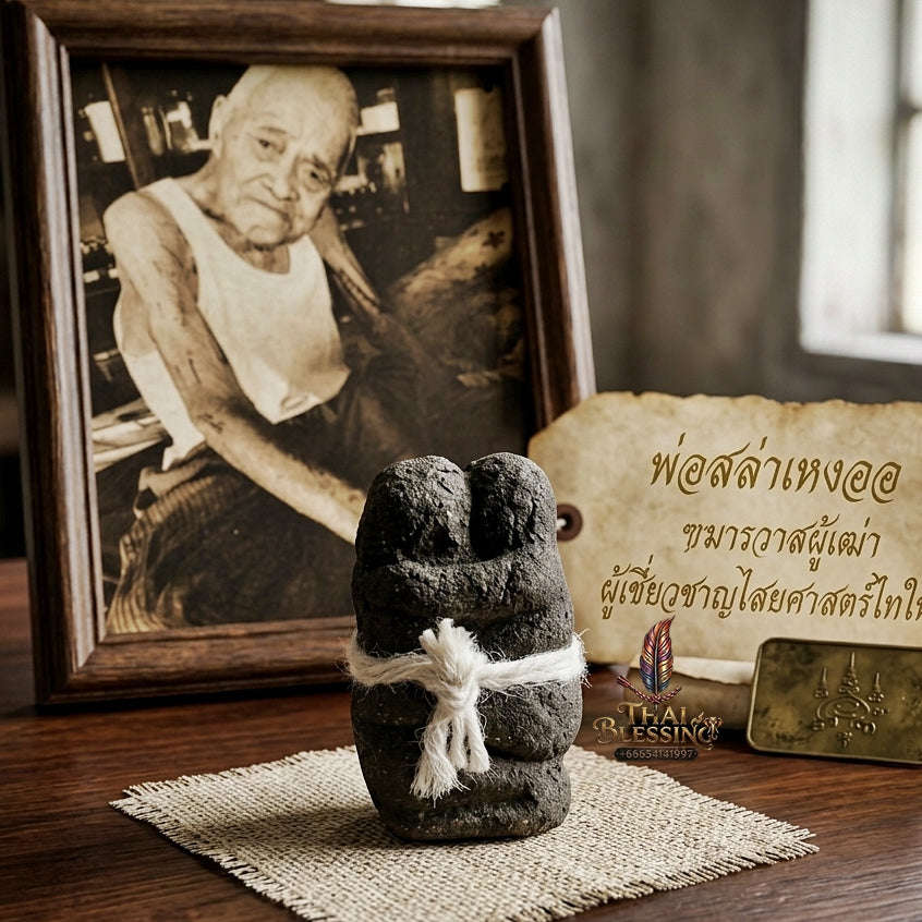 Authentic Thai Shan Love Charm "In Khoo Lek" - Black Herbal Powder & Sacred Thread Bound Lovers Amulet