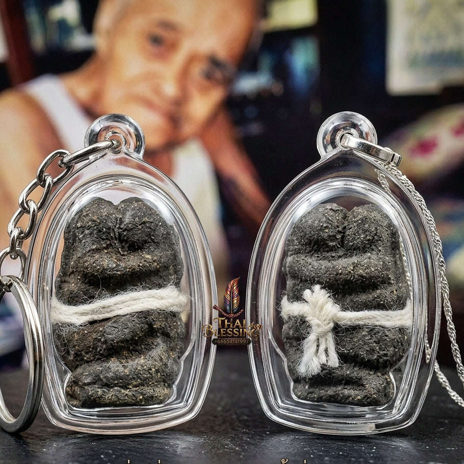 Authentic Thai Shan Love Charm "In Khoo Lek" - Black Herbal Powder & Sacred Thread Bound Lovers Amulet