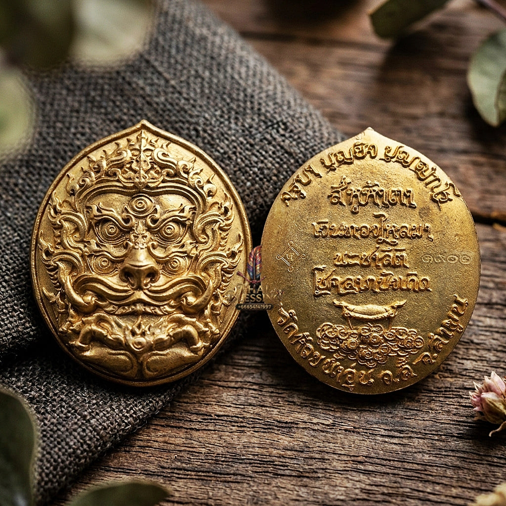 Authentic Thai Sacred Si Hu Ha Ta (Four Ears Five Eyes Indra Transformed Divine Monkey) - Large Bronze Coin Edition (Bandai Sawan Final Model) for Ultimate Wealth, Gold Attraction & Supreme Protection