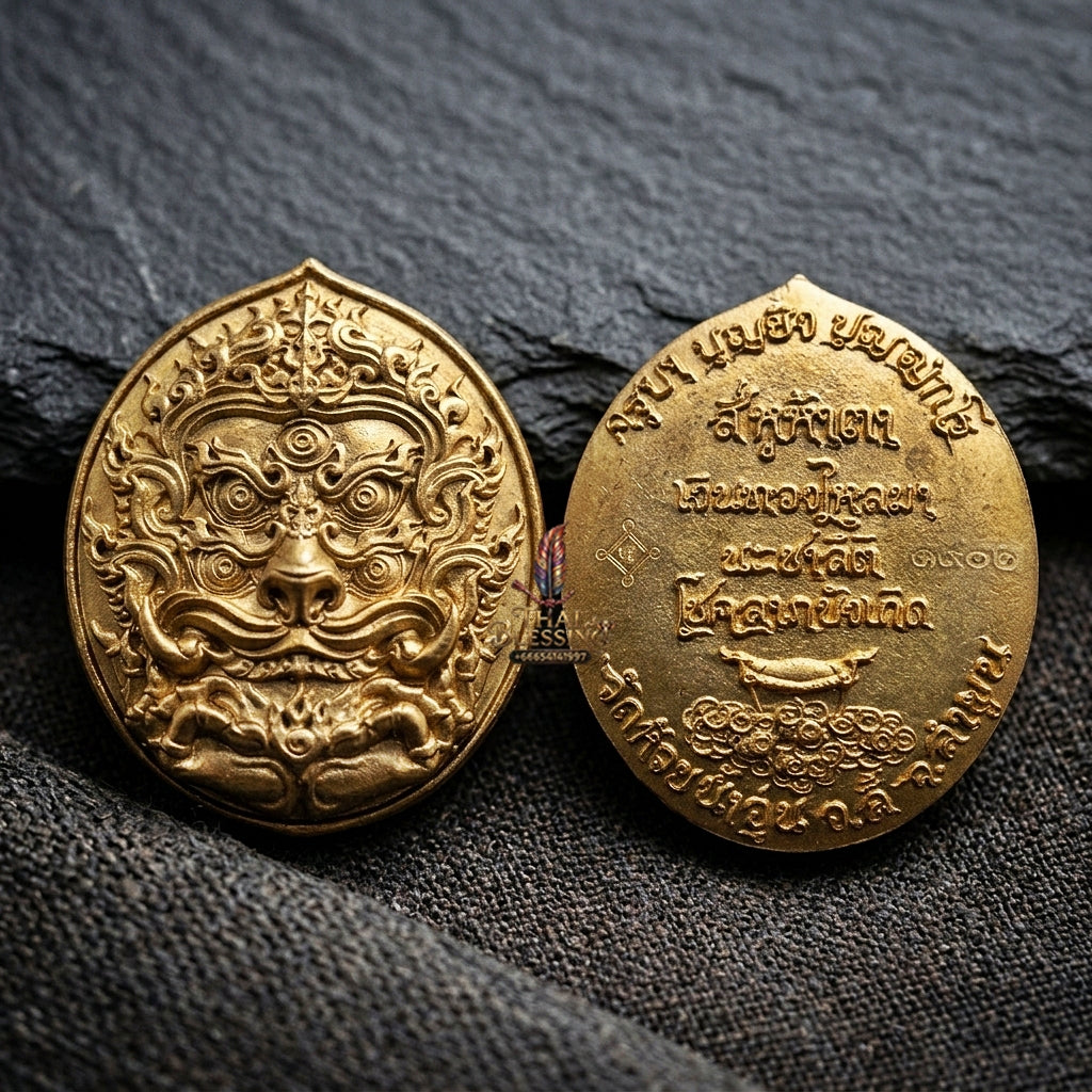 Authentic Thai Sacred Si Hu Ha Ta (Four Ears Five Eyes Indra Transformed Divine Monkey) - Large Bronze Coin Edition (Bandai Sawan Final Model) for Ultimate Wealth, Gold Attraction & Supreme Protection