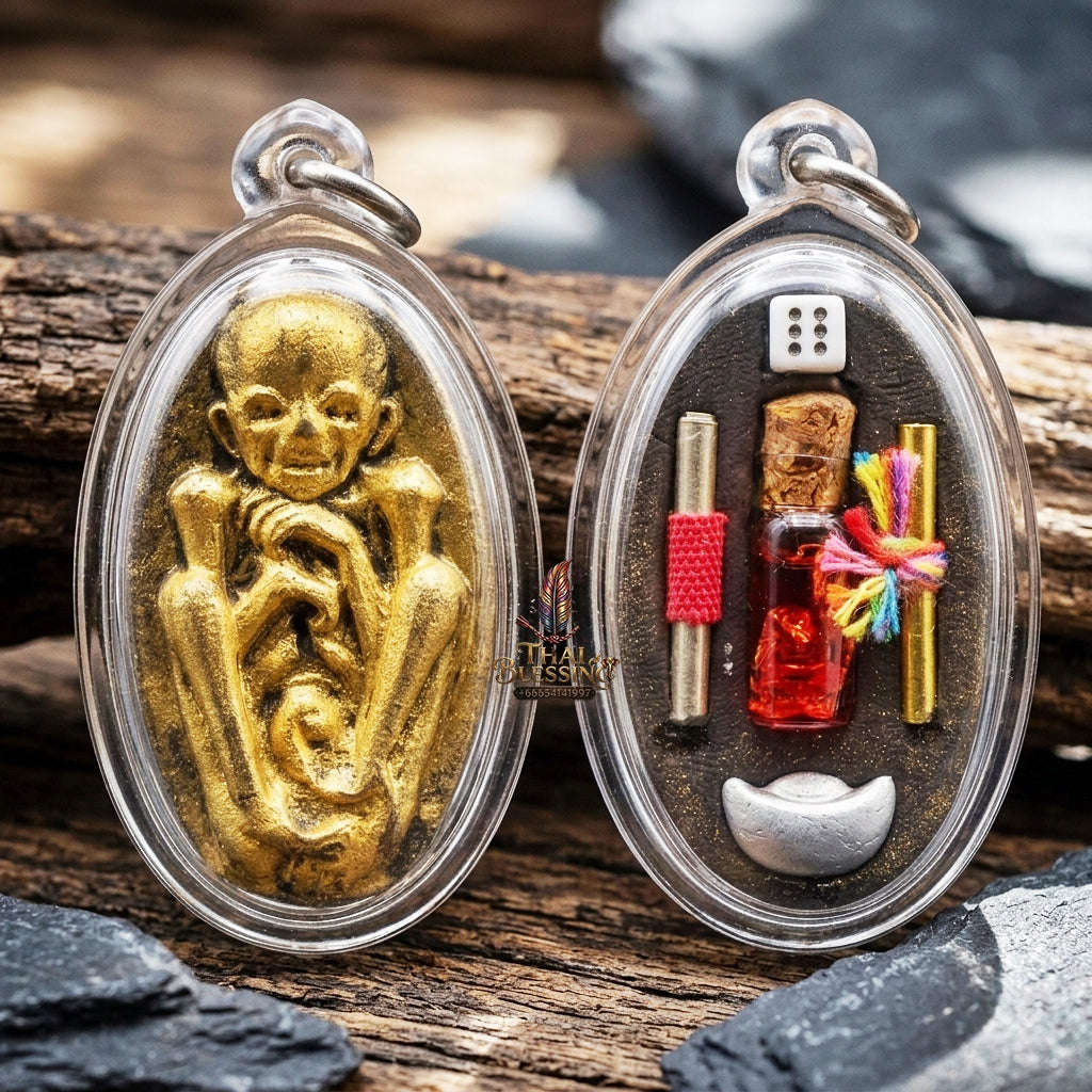 Authentic Thai Sorcery Amulet "Look Krok Phrai Phoon Sub - Wealth Spirit Child" - Extreme Gambler Luck, Customer Mind Magnet & Business Prosperity