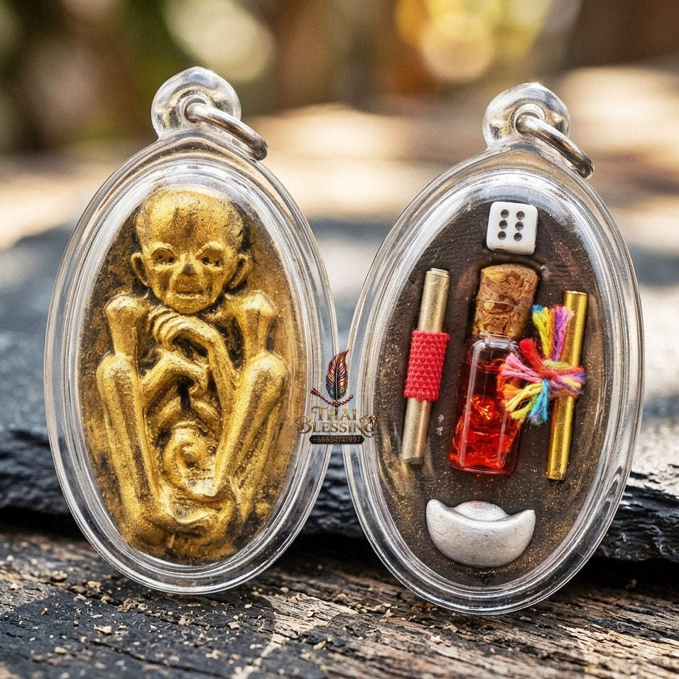 Authentic Thai Sorcery Amulet "Look Krok Phrai Phoon Sub - Wealth Spirit Child" - Extreme Gambler Luck, Customer Mind Magnet & Business Prosperity