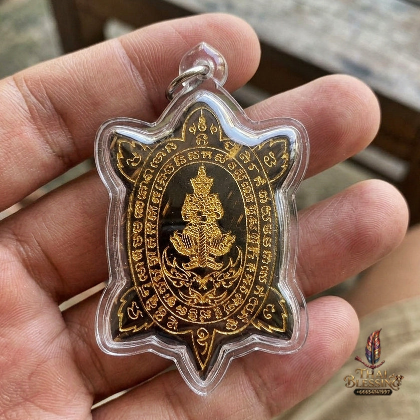 Authentic Thai Sacred Thao Wessuwan (Asura Wealth Deity) - Hand-Carved One-Eyed Coconut Shell Turtle Shape Amulet (Devaraj Kham Duang Model) for Destiny Elevation, Black Magic Protection, Infinite Wealth & Fortune Attraction
