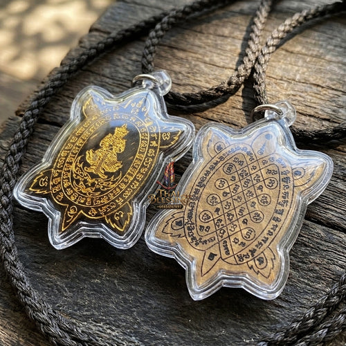 Authentic Thai Sacred Thao Wessuwan (Asura Wealth Deity) - Hand-Carved One-Eyed Coconut Shell Turtle Shape Amulet (Devaraj Kham Duang Model) for Destiny Elevation, Black Magic Protection, Infinite Wealth & Fortune Attraction