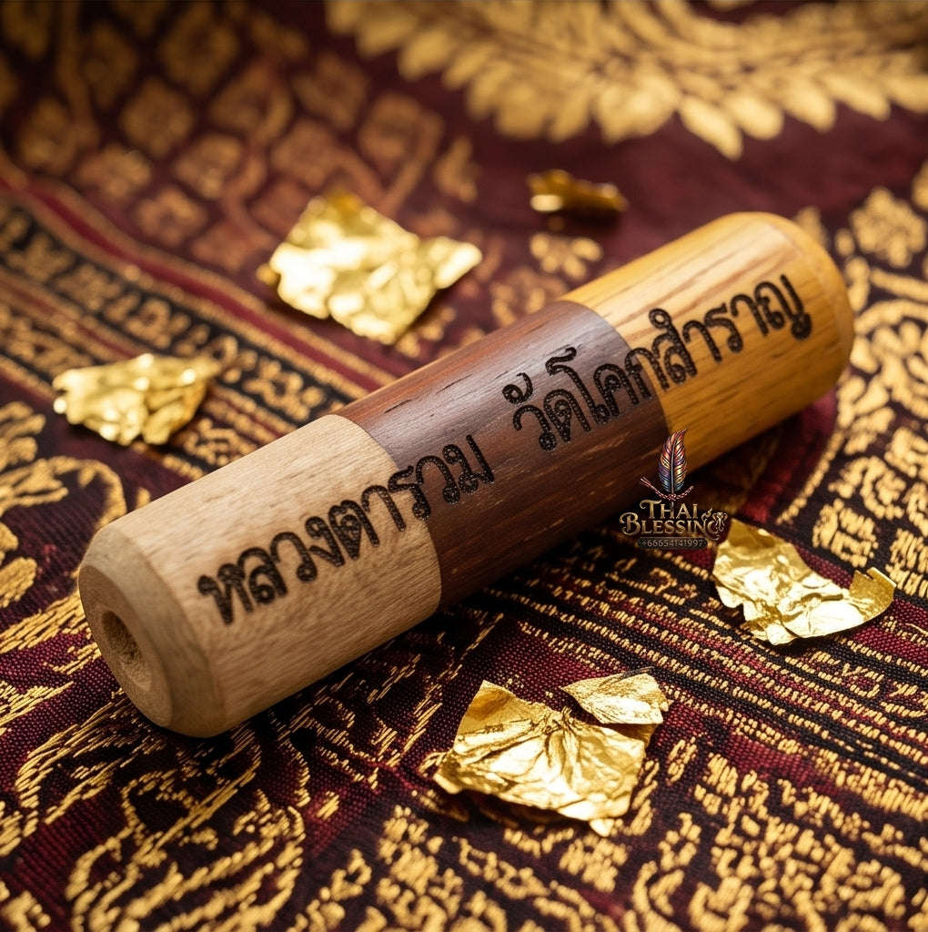 Authentic Thai Tri-Wood Destiny Transformation Takrut "Klap Rai Klai Di BE 2569" - Sacred Wood Spell Amulet Thai Blessing Co By RURUECHA