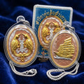 Authentic Thai Twin Salika & Golden Junk Ship Amulet "Sa Rika Khu BE 2561" - 3K Tri-Color Plated Wealth & Charm Medallion Thai Blessing Co By RURUECHA