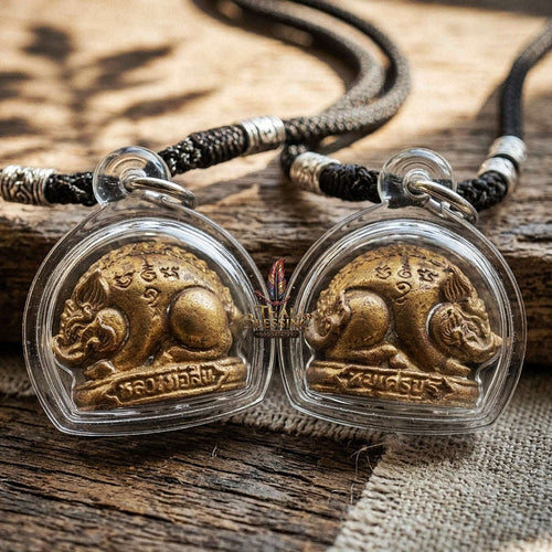 Authentic Thai Wealth Amulet "Moo Setthee BE 2562" - Sacred Sacred Chanuan Metal Boar Talisman Thai Blessing Co By RURUECHA