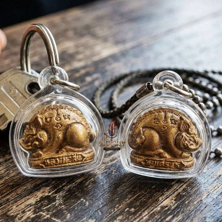 Authentic Thai Wealth Amulet "Moo Setthee BE 2562" - Sacred Sacred Chanuan Metal Boar Talisman Thai Blessing Co By RURUECHA