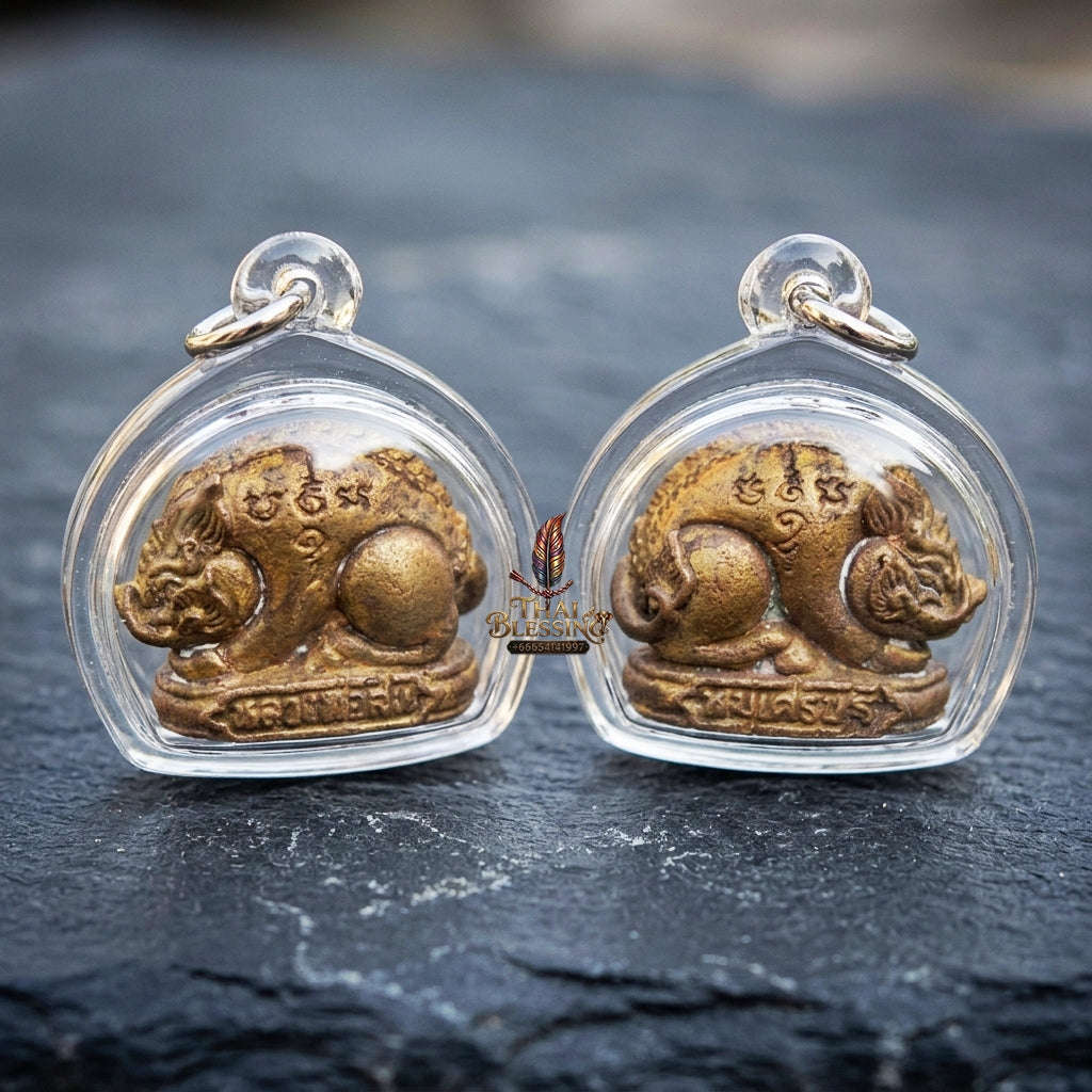 Authentic Thai Wealth Amulet "Moo Setthee BE 2562" - Sacred Sacred Chanuan Metal Boar Talisman Thai Blessing Co By RURUECHA