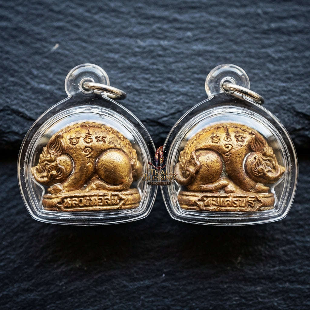 Authentic Thai Wealth Amulet "Moo Setthee BE 2562" - Sacred Sacred Chanuan Metal Boar Talisman Thai Blessing Co By RURUECHA