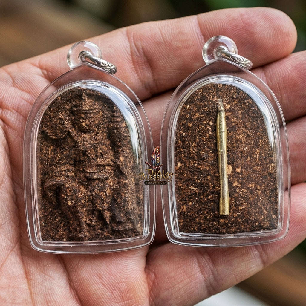 Authentic Thai Wealth Amulet "Phra Sivali Riding Goat BE 2569" - Ancient Sacred Medicine & Herbal Powder with Takrut Scroll Thai Blessing Co By RURUECHA