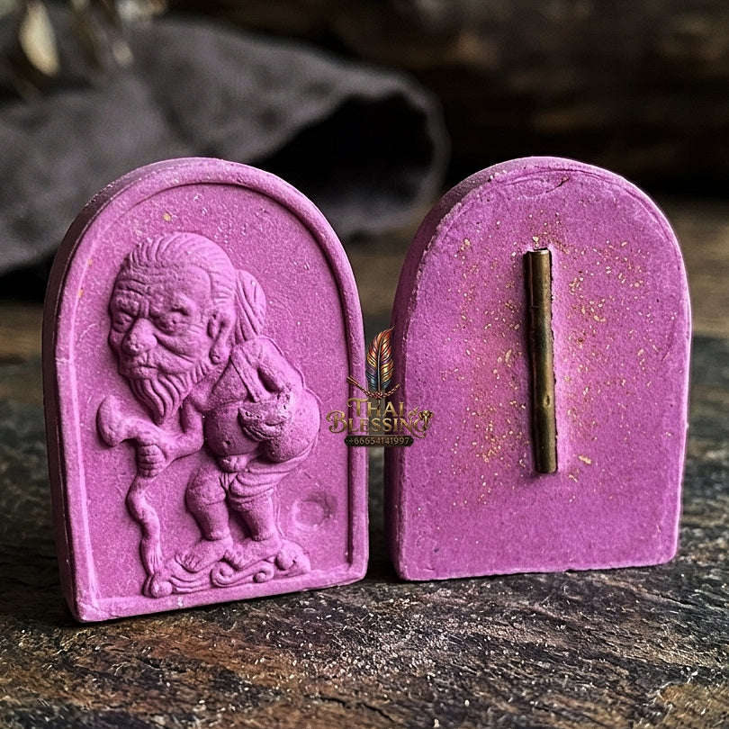 Authentic Thai Wealth Amulet "Ta Thao Chuchok Kho Ngoen Lan BE 2561" - Magenta Pink Raja Chok Sacred Powder & Gold Takrut Wealth Beggar Talisman Thai Blessing Co By RURUECHA