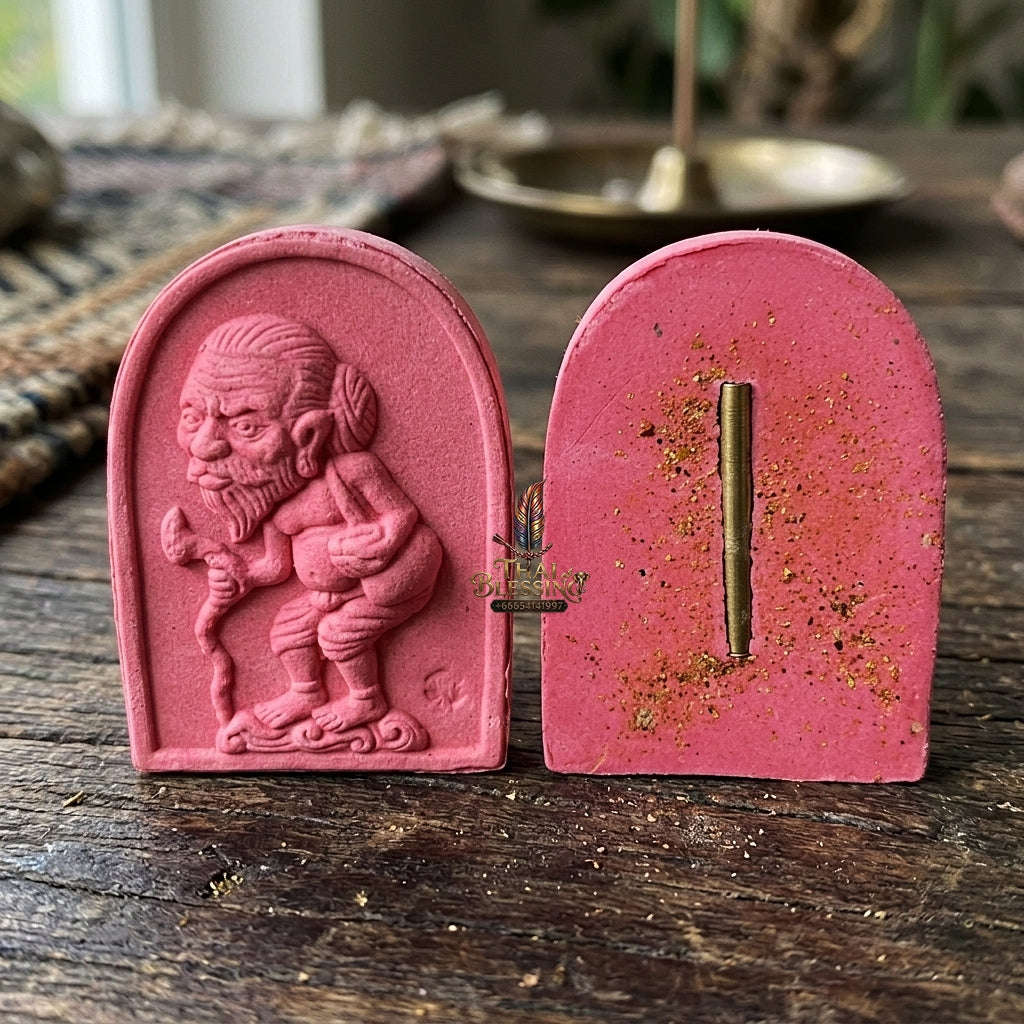 Authentic Thai Wealth Amulet "Ta Thao Chuchok Kho Ngoen Lan BE 2561" - Pink Raja Chok Sacred Powder & Gold Takrut Wealth Beggar Talisman Thai Blessing Co By RURUECHA