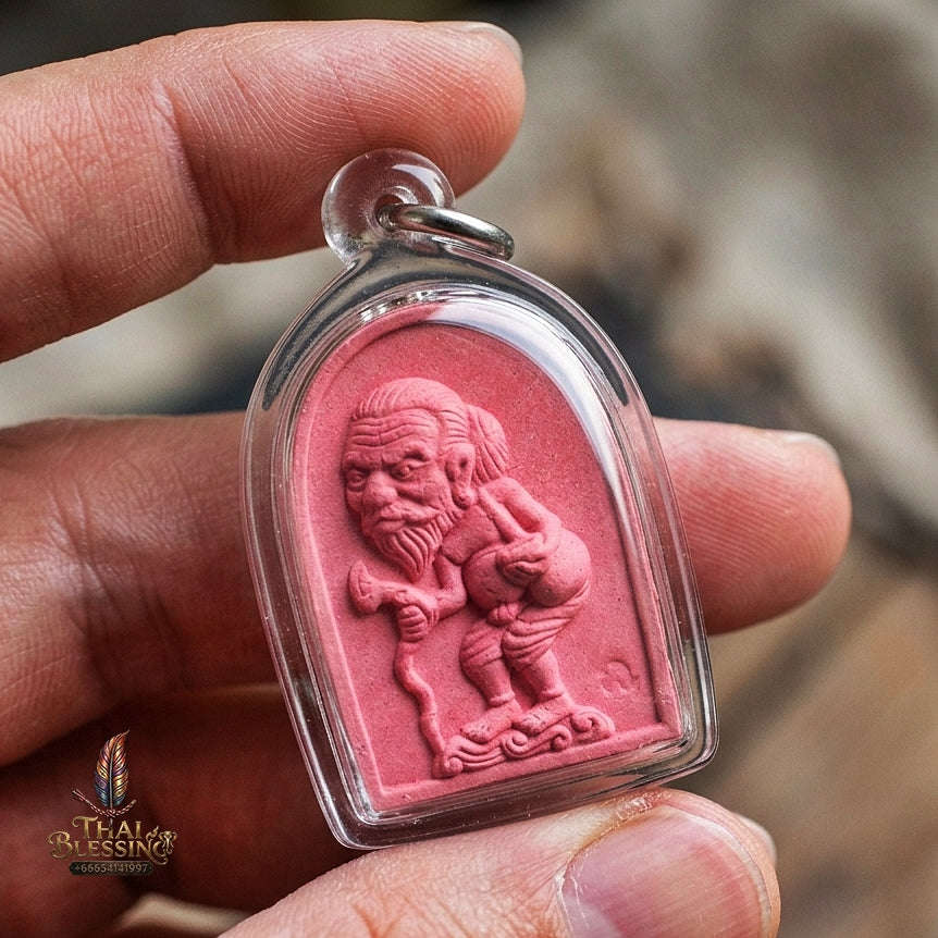 Authentic Thai Wealth Amulet "Ta Thao Chuchok Kho Ngoen Lan BE 2561" - Pink Raja Chok Sacred Powder & Gold Takrut Wealth Beggar Talisman Thai Blessing Co By RURUECHA