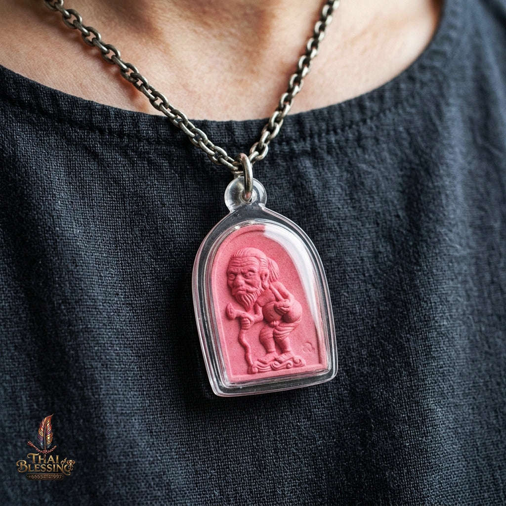 Authentic Thai Wealth Amulet "Ta Thao Chuchok Kho Ngoen Lan BE 2561" - Pink Raja Chok Sacred Powder & Gold Takrut Wealth Beggar Talisman Thai Blessing Co By RURUECHA