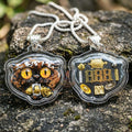 Authentic Thai Wealth-Beckoning Cat Amulet "Maew Riak Sap Golden-Amber Eyed Dark Powder Pendant with Silver Bail" Consecrated by Ajarn Sat at Ruen Sat Setthi B.E. 2569 (2026) Thai Blessing Co By RURUECHA