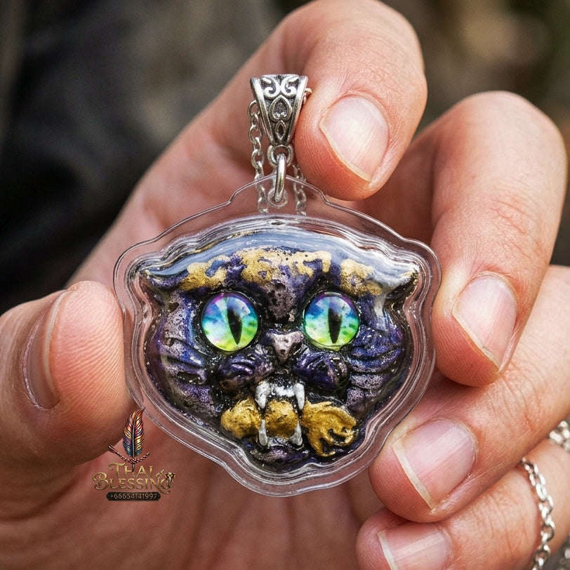Authentic Thai Wealth-Beckoning Cat Amulet "Maew Riak Sap Sacred Powder Pendant" Consecrated by Ajarn Sat at Ruen Sat Setthi B.E. 2569 (2026) Thai Blessing Co By RURUECHA