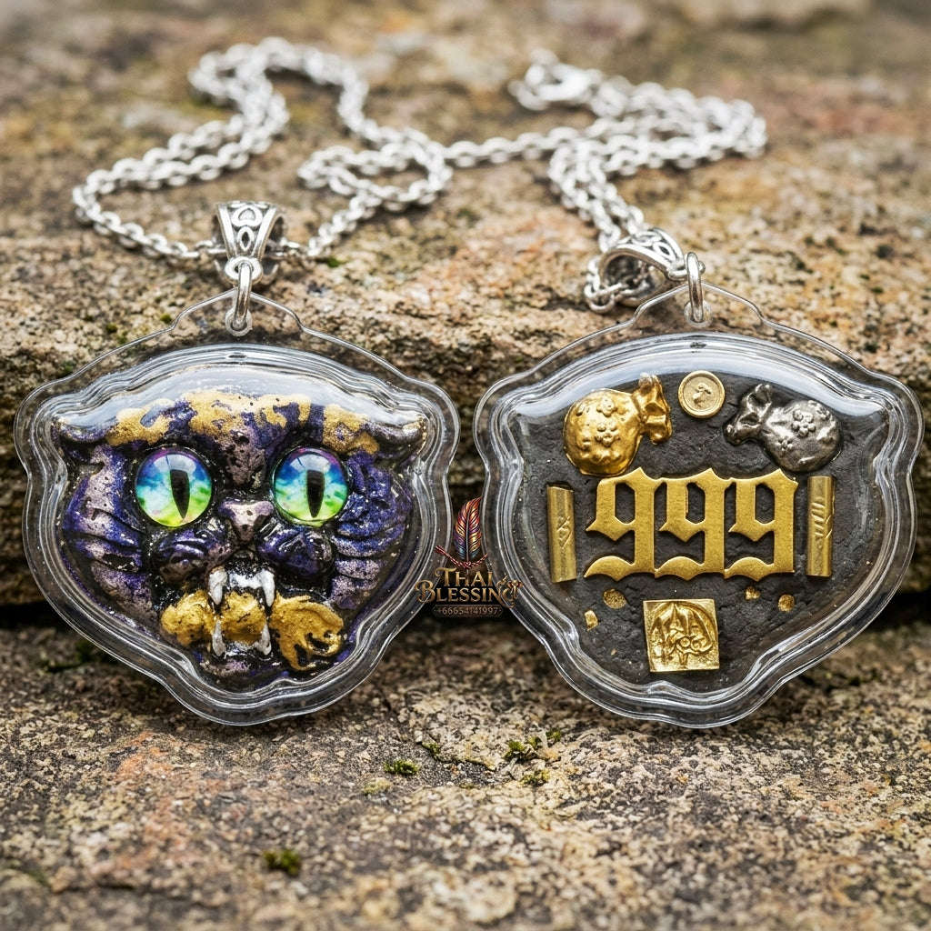 Authentic Thai Wealth-Beckoning Cat Amulet "Maew Riak Sap Sacred Powder Pendant" Consecrated by Ajarn Sat at Ruen Sat Setthi B.E. 2569 (2026) Thai Blessing Co By RURUECHA