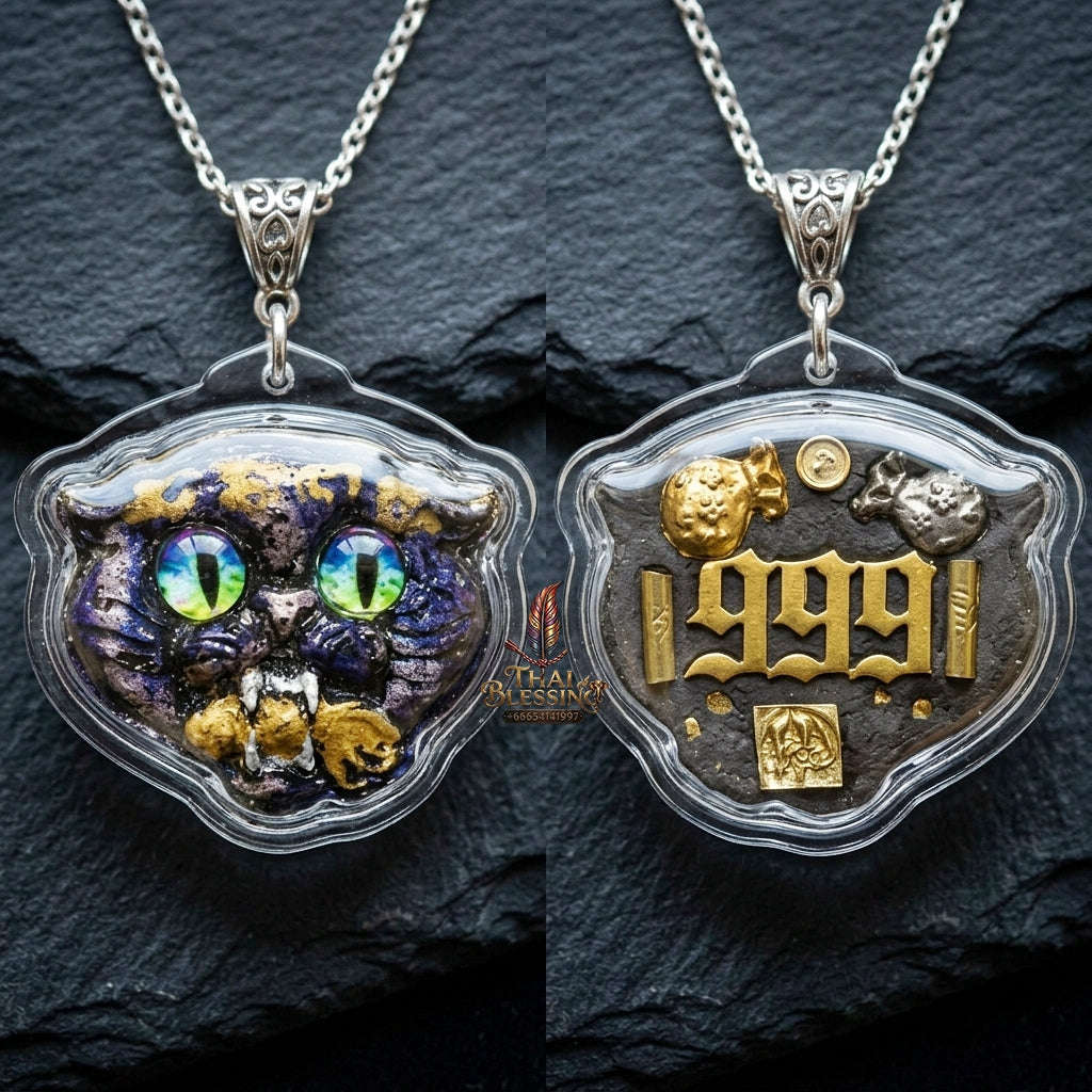 Authentic Thai Wealth-Beckoning Cat Amulet "Maew Riak Sap Sacred Powder Pendant" Consecrated by Ajarn Sat at Ruen Sat Setthi B.E. 2569 (2026) Thai Blessing Co By RURUECHA