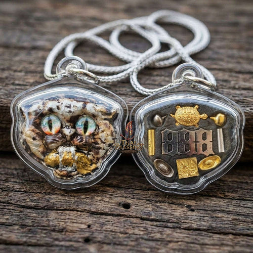 Authentic Thai Wealth-Beckoning Cat Amulet "Maew Riak Sap White Sacred Powder Pendant" Consecrated by Ajarn Sat at Ruen Sat Setthi B.E. 2569 (2026) Thai Blessing Co By RURUECHA